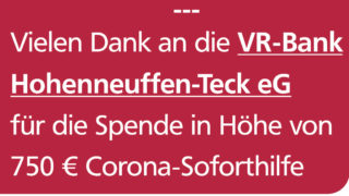 Corona-Sofort­hilfe-Spende der VR Bank Hohen­neuffen-Teck eG